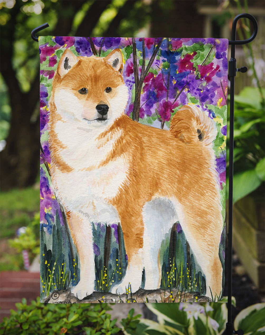 Shiba Inu Flag Garden Size.