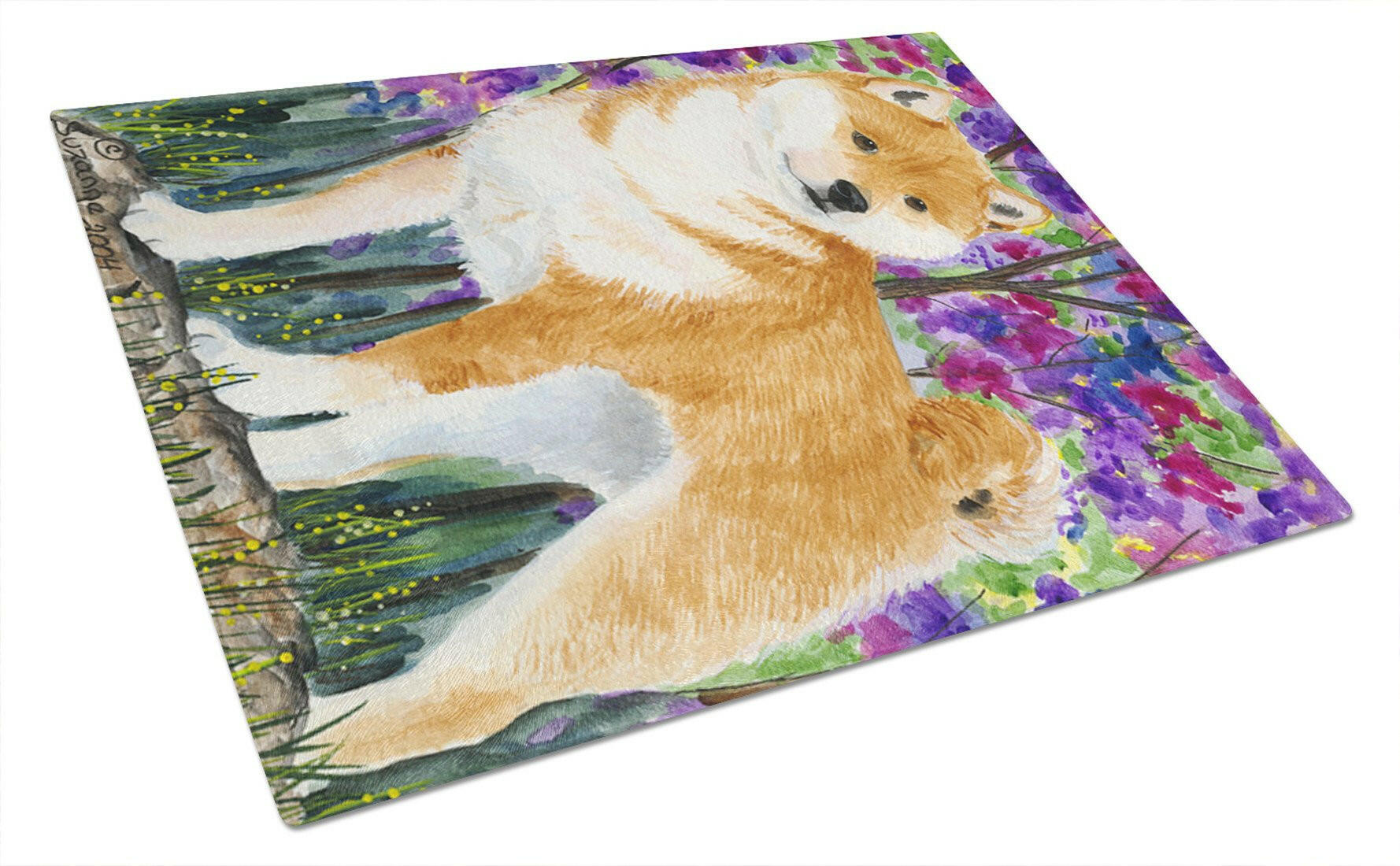 Shiba Inu Glass Cutting Board Large by Caroline's Treasures