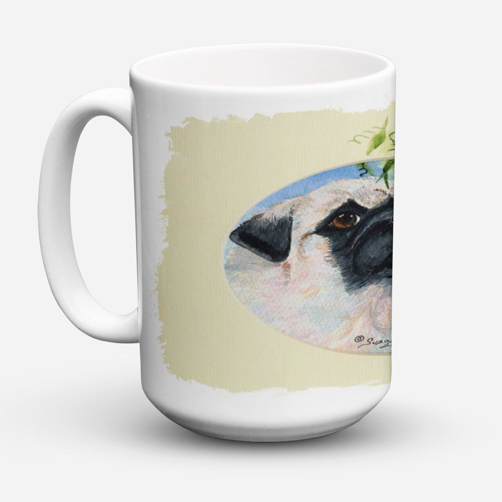 Pug Dishwasher Safe Microwavable Ceramic Coffee Mug 15 ounce SS8064CM15  the-store.com.