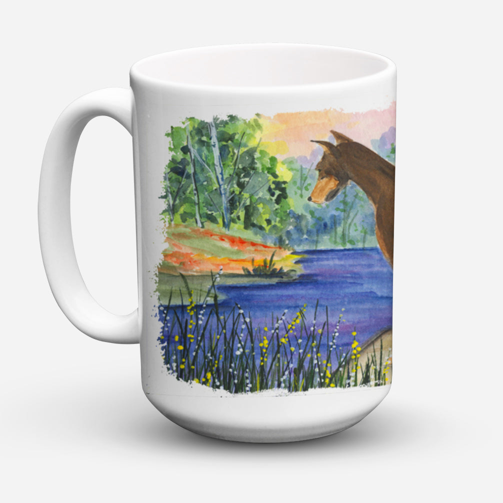 Doberman Dishwasher Safe Microwavable Ceramic Coffee Mug 15 ounce SS8066CM15  the-store.com.