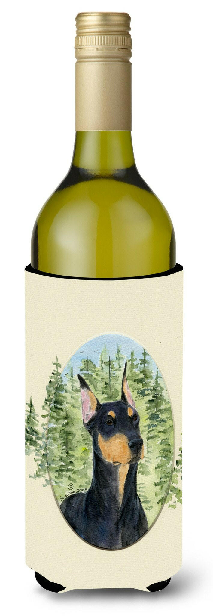 Doberman Wine Bottle Beverage Insulator Beverage Insulator Hugger SS8067LITERK by Caroline's Treasures