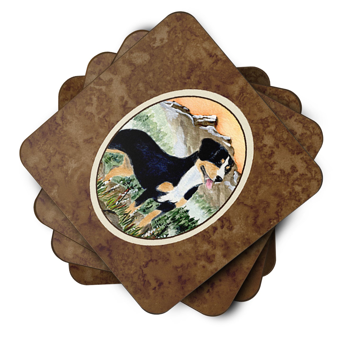 Set of 4 Entlebucher Mountain Dog Foam Coasters - the-store.com