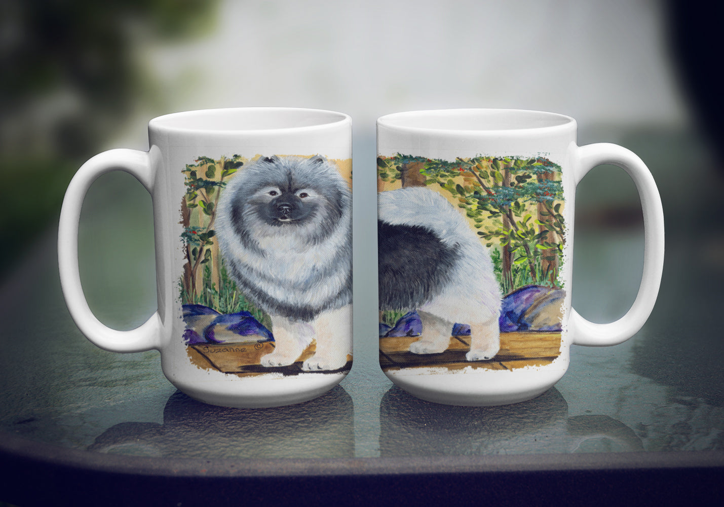 Keeshond Dishwasher Safe Microwavable Ceramic Coffee Mug 15 ounce SS8127CM15  the-store.com.