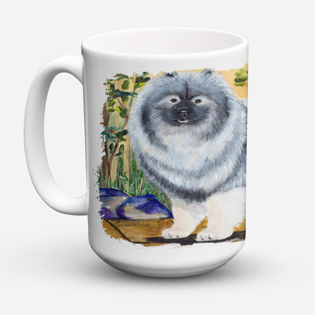 Keeshond Dishwasher Safe Microwavable Ceramic Coffee Mug 15 ounce SS8127CM15  the-store.com.