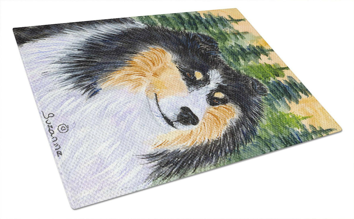 Sheltie Glass Cutting Board Large by Caroline&#39;s Treasures