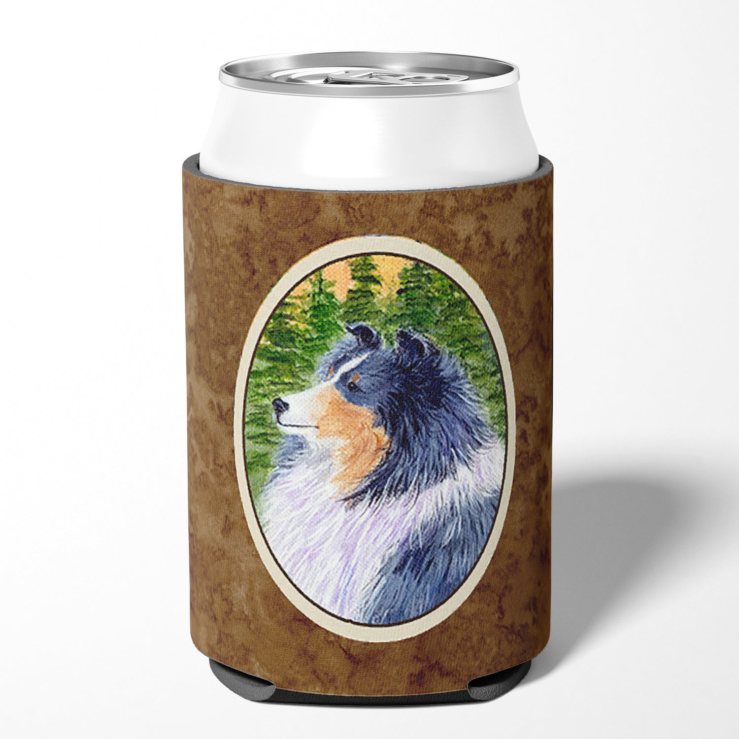 Sheltie Can or Bottle Beverage Insulator Hugger.