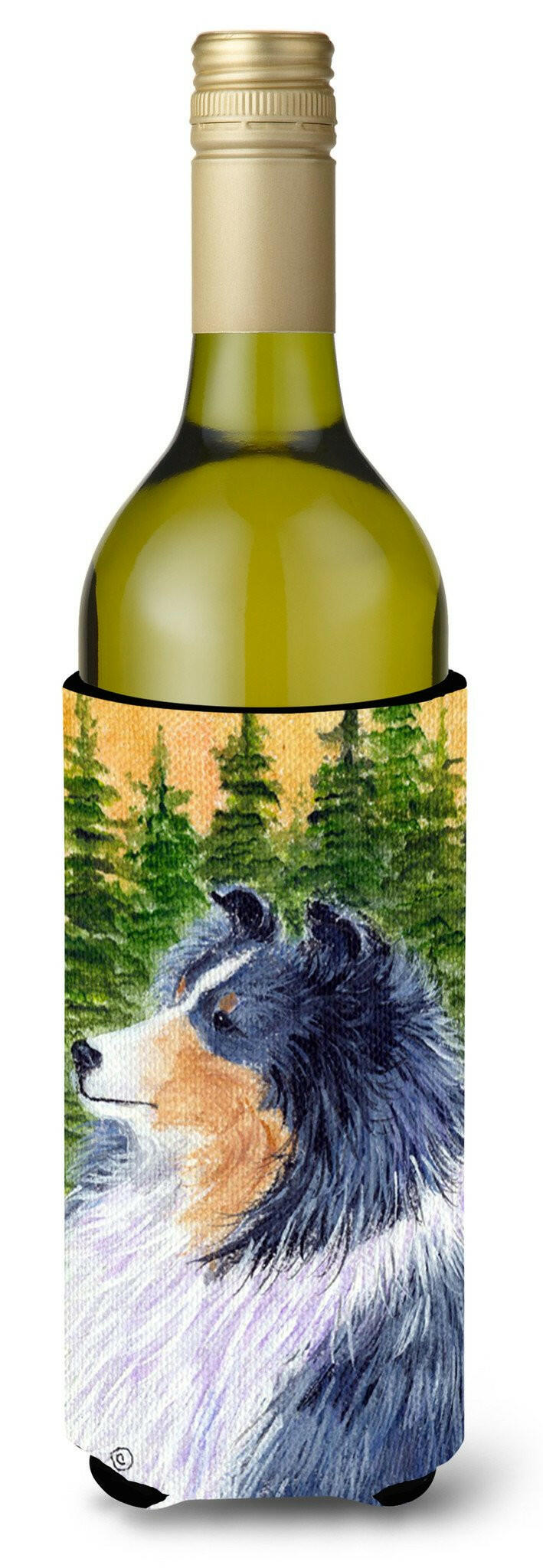 Sheltie Wine Bottle Beverage Insulator Beverage Insulator Hugger SS8142LITERK by Caroline&#39;s Treasures