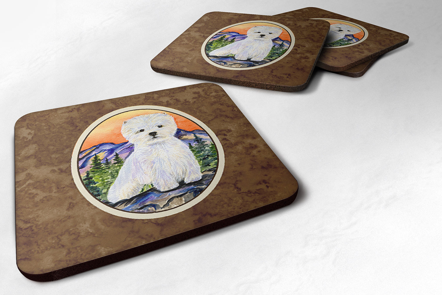 Set of 4 Westie Foam Coasters - the-store.com