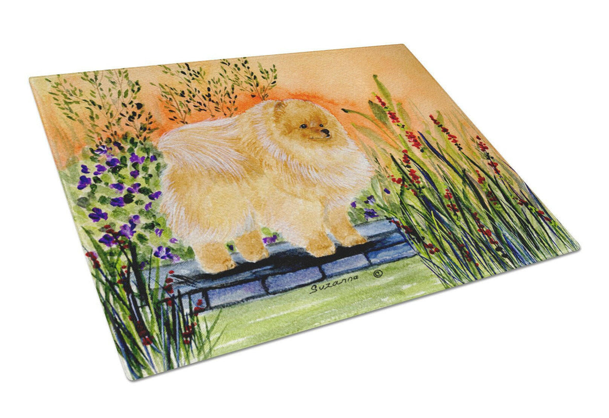 Pomeranian Glass Cutting Board Large by Caroline&#39;s Treasures