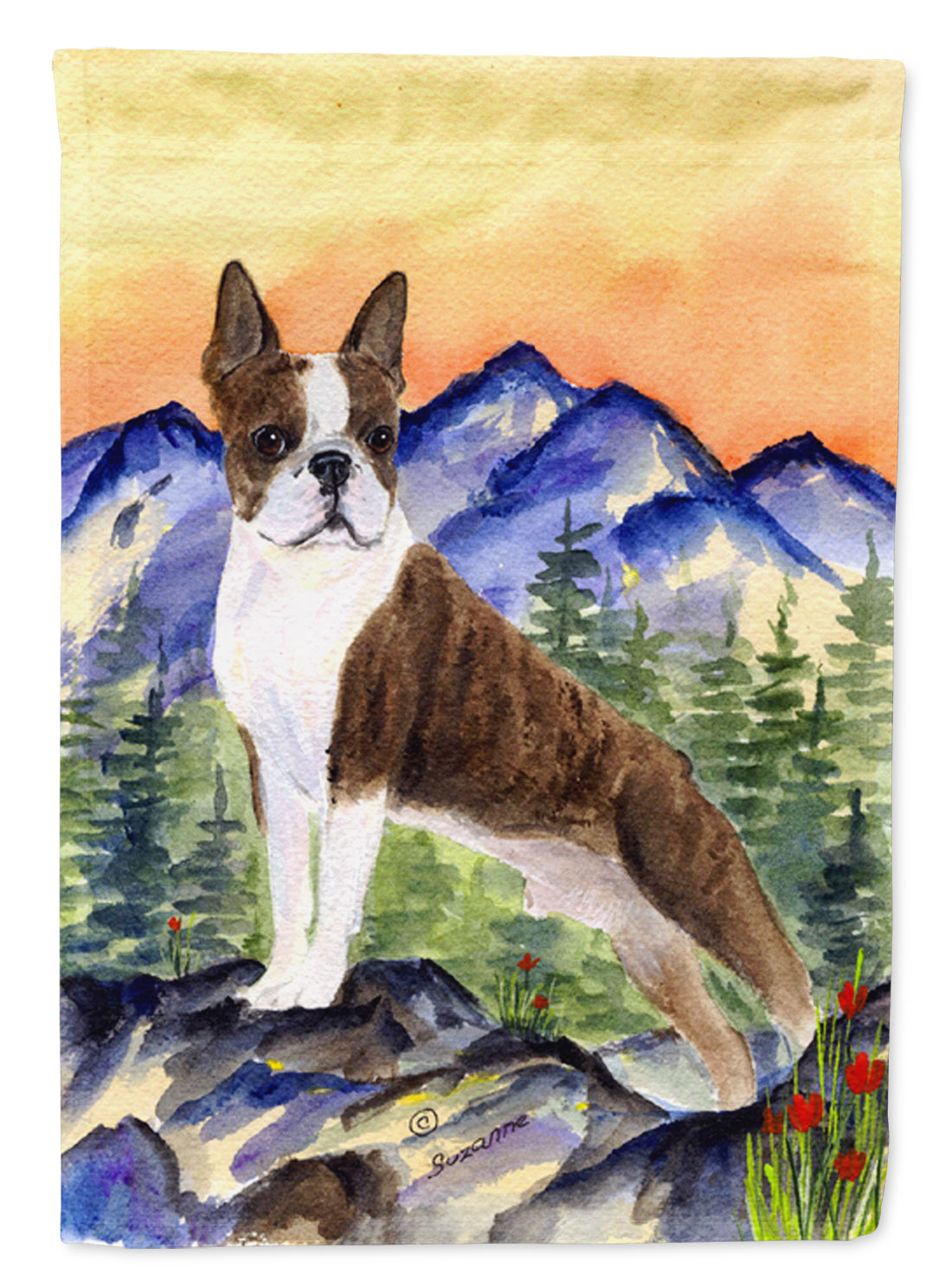 Boston Terrier Flag Canvas House Size  the-store.com.