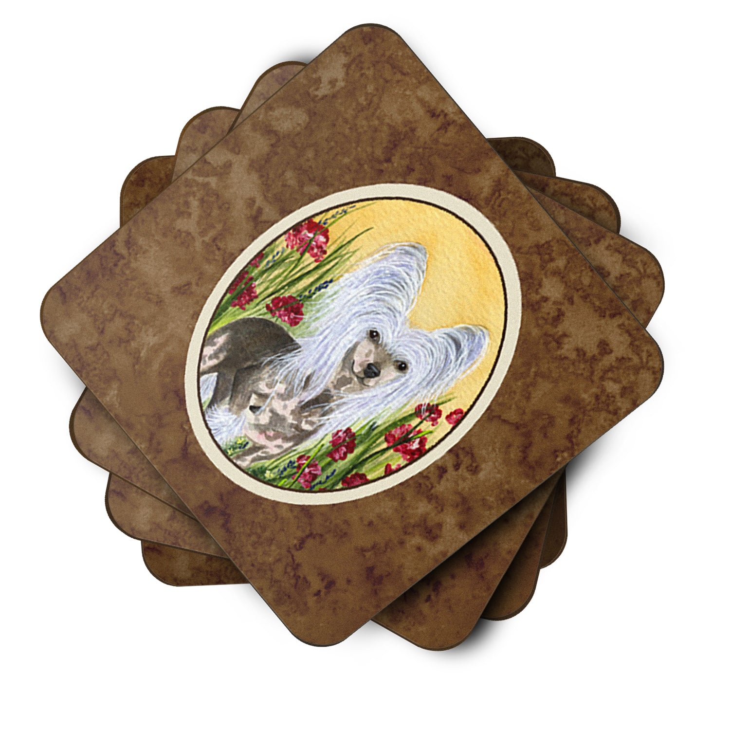 Set of 4 Chinese Crested Foam Coasters - the-store.com