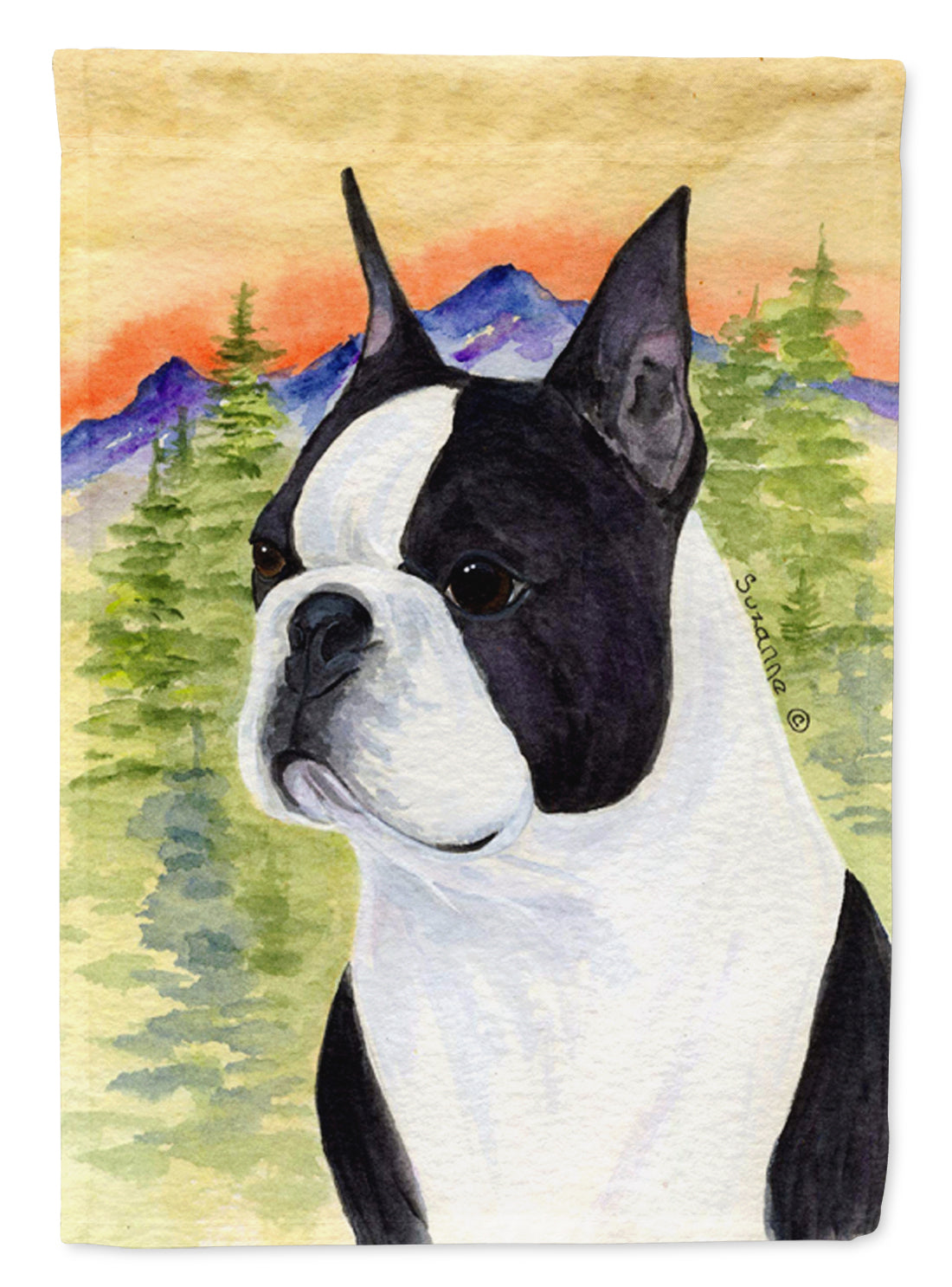 Boston Terrier Flag Canvas House Size  the-store.com.