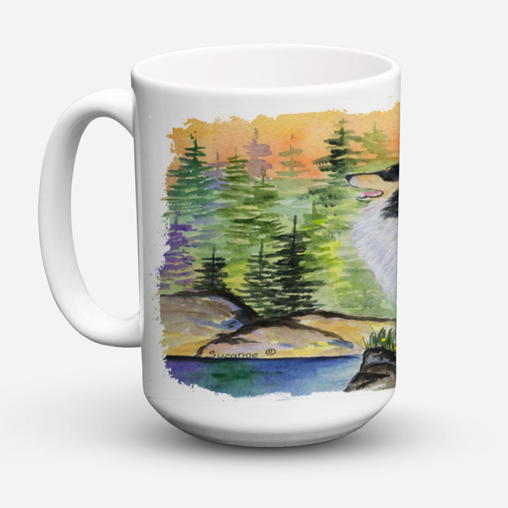 Collie Dishwasher Safe Microwavable Ceramic Coffee Mug 15 ounce SS8203CM15  the-store.com.