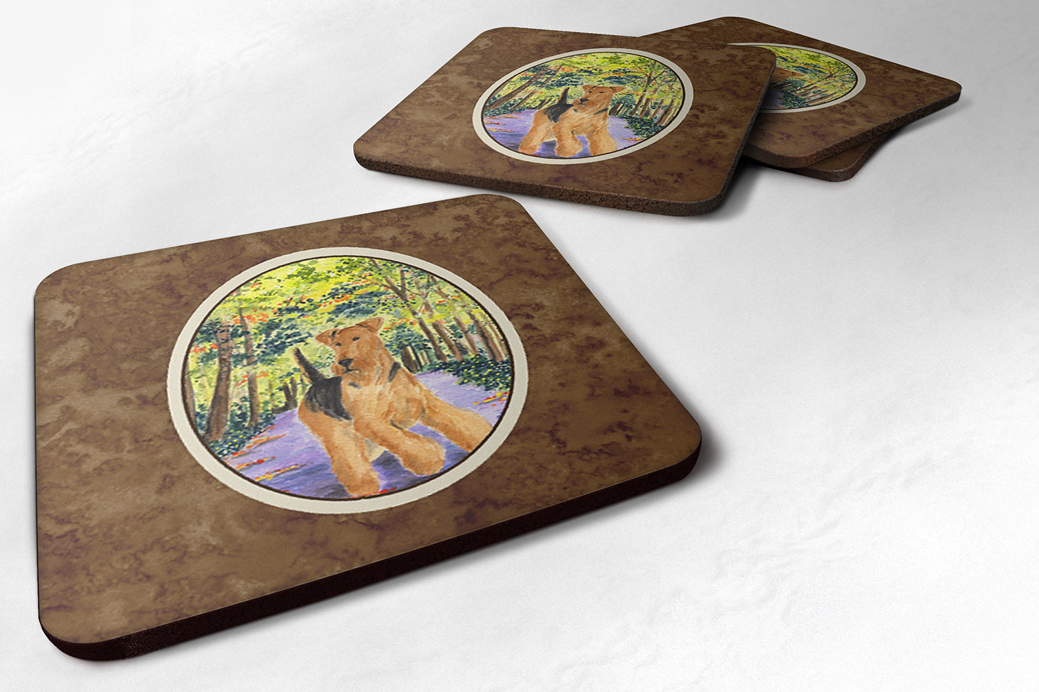 Set of 4 Airedale Foam Coasters - the-store.com