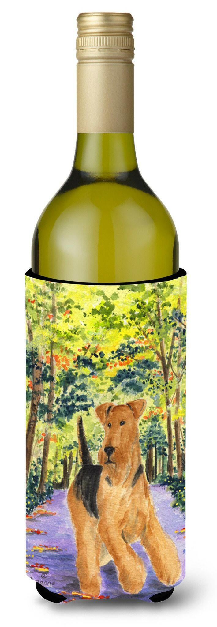 Airedale Wine Bottle Beverage Insulator Beverage Insulator Hugger SS8208LITERK by Caroline's Treasures