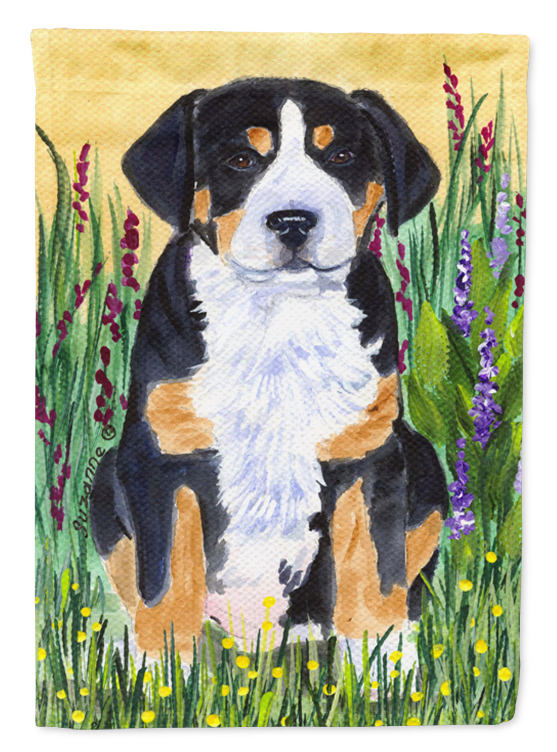 Greater Swiss Mountain Dog Flag Garden Size.