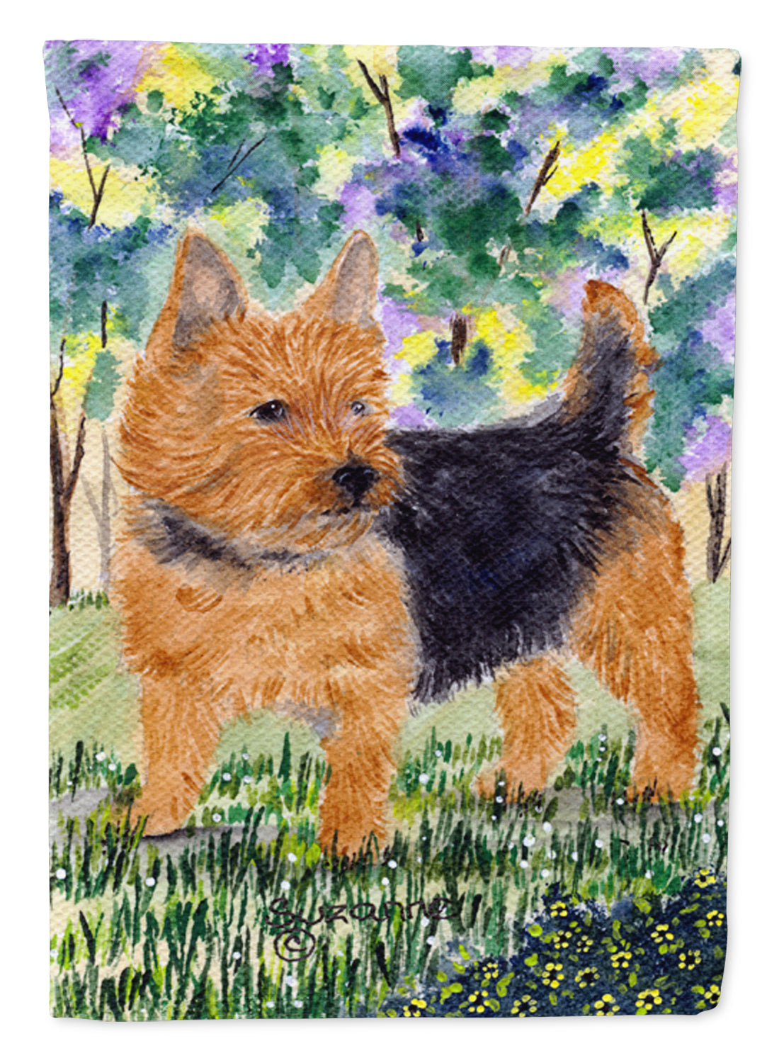 Norwich Terrier Flag Garden Size.