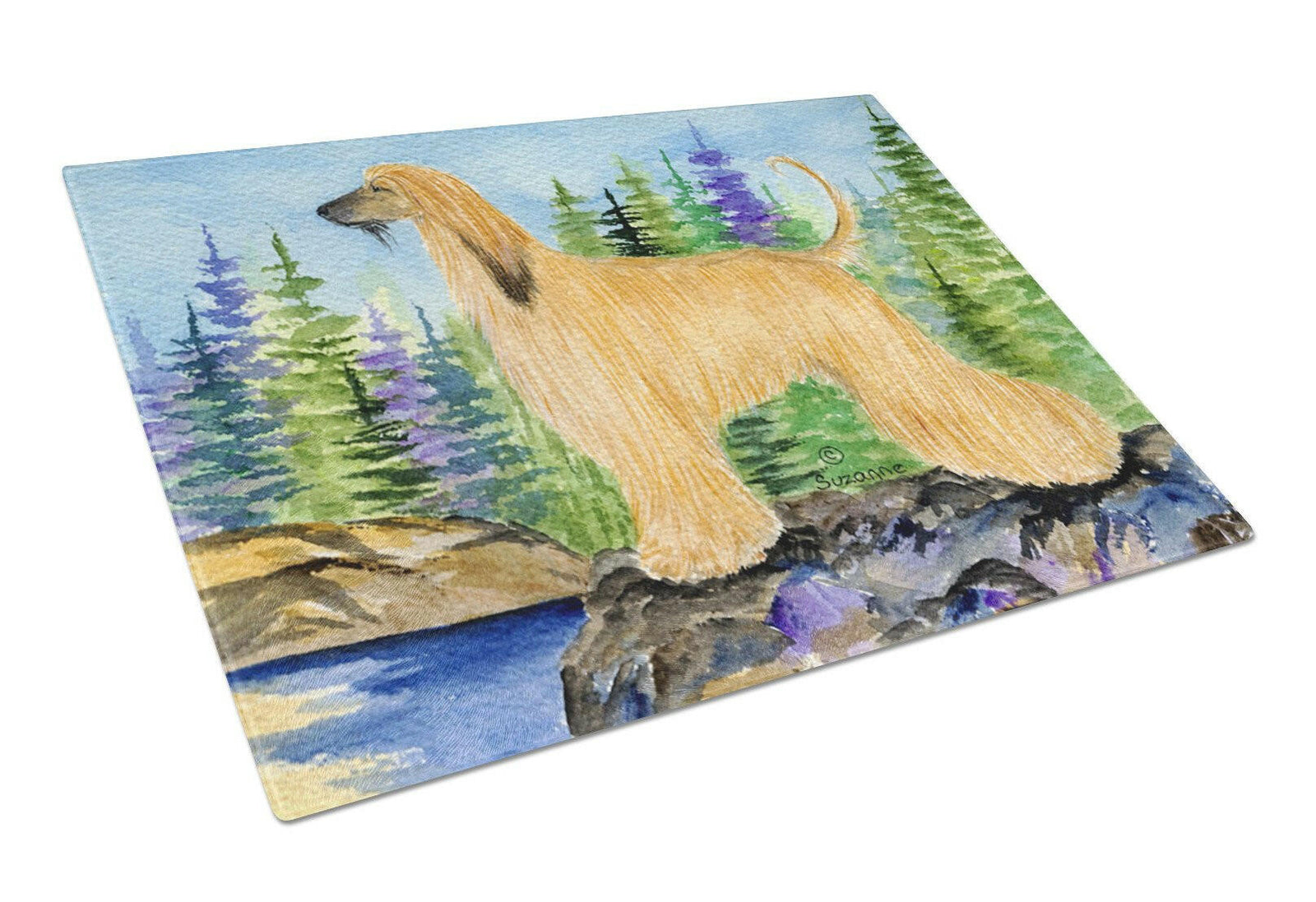 Afghan Hound Glass Cutting Board Large by Caroline's Treasures