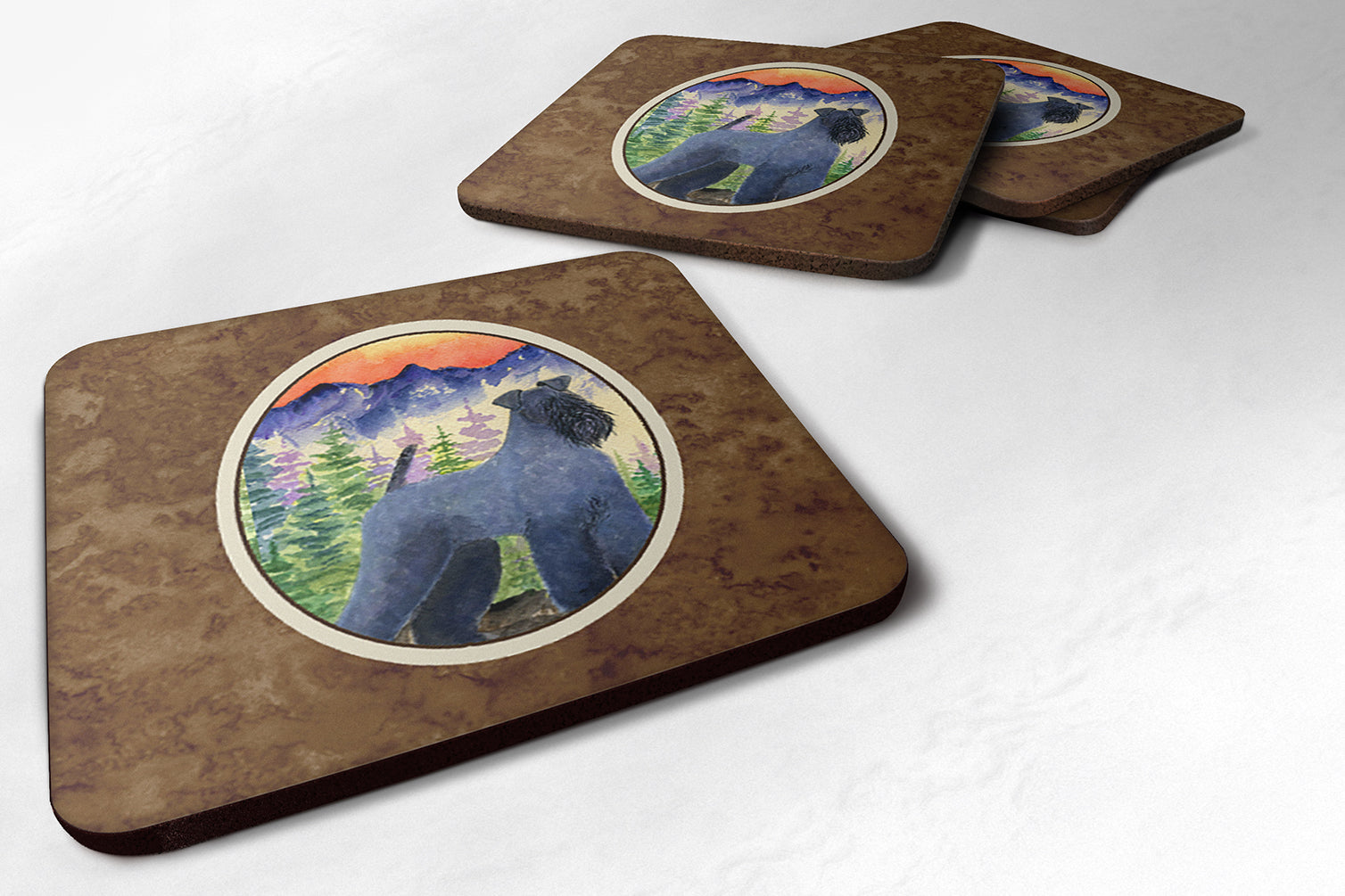 Set of 4 Kerry Blue Terrier Foam Coasters - the-store.com