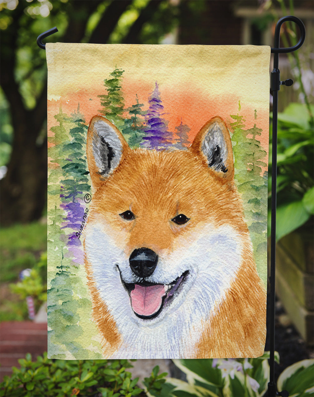 Shiba Inu Flag Garden Size.