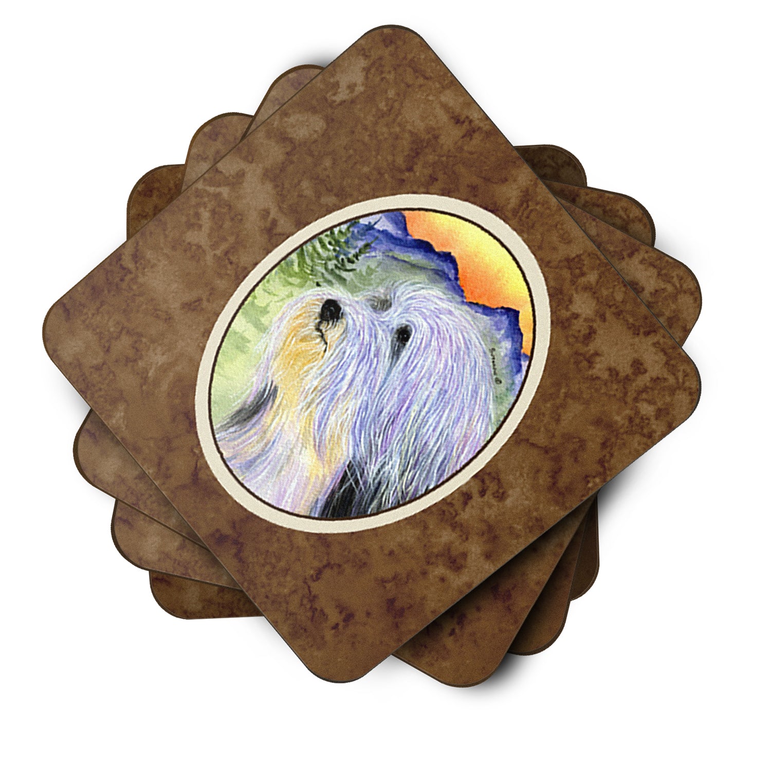 Set of 4 Bearded Collie Foam Coasters - the-store.com