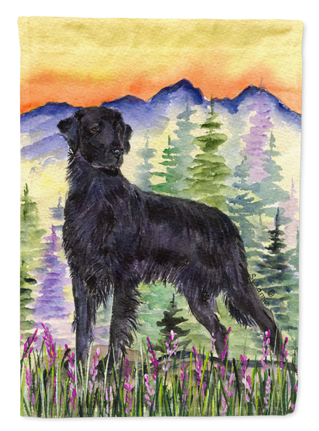 Flat Coated Retriever Flag Garden Size.