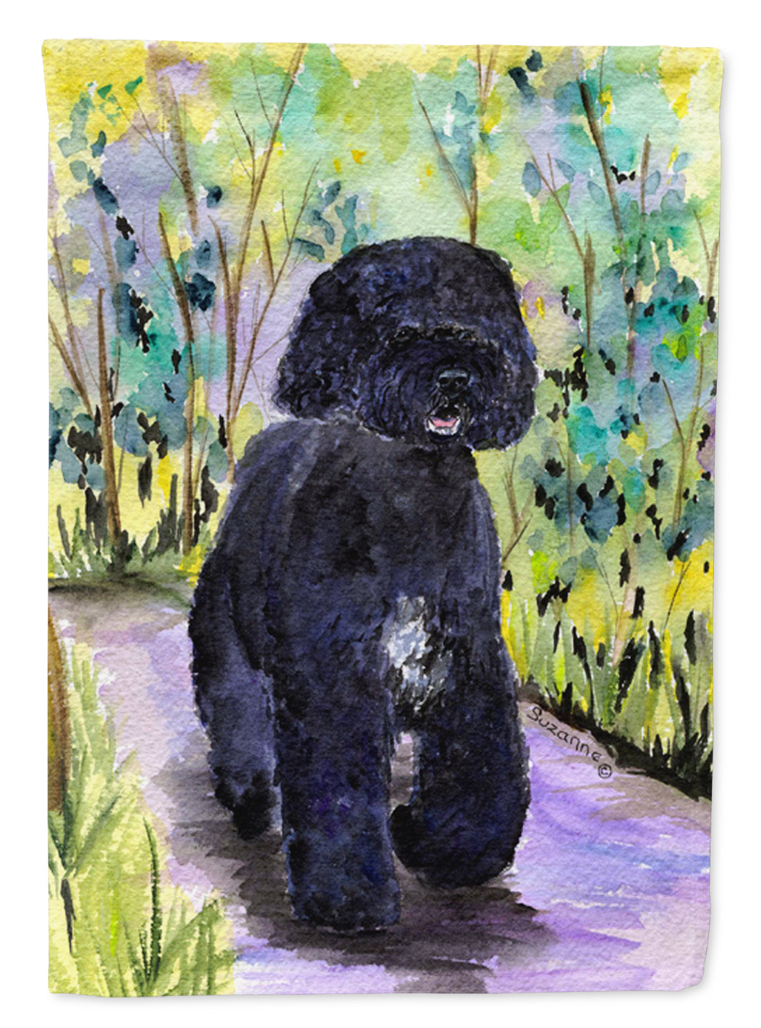 Portuguese Water Dog Flag Garden Size.