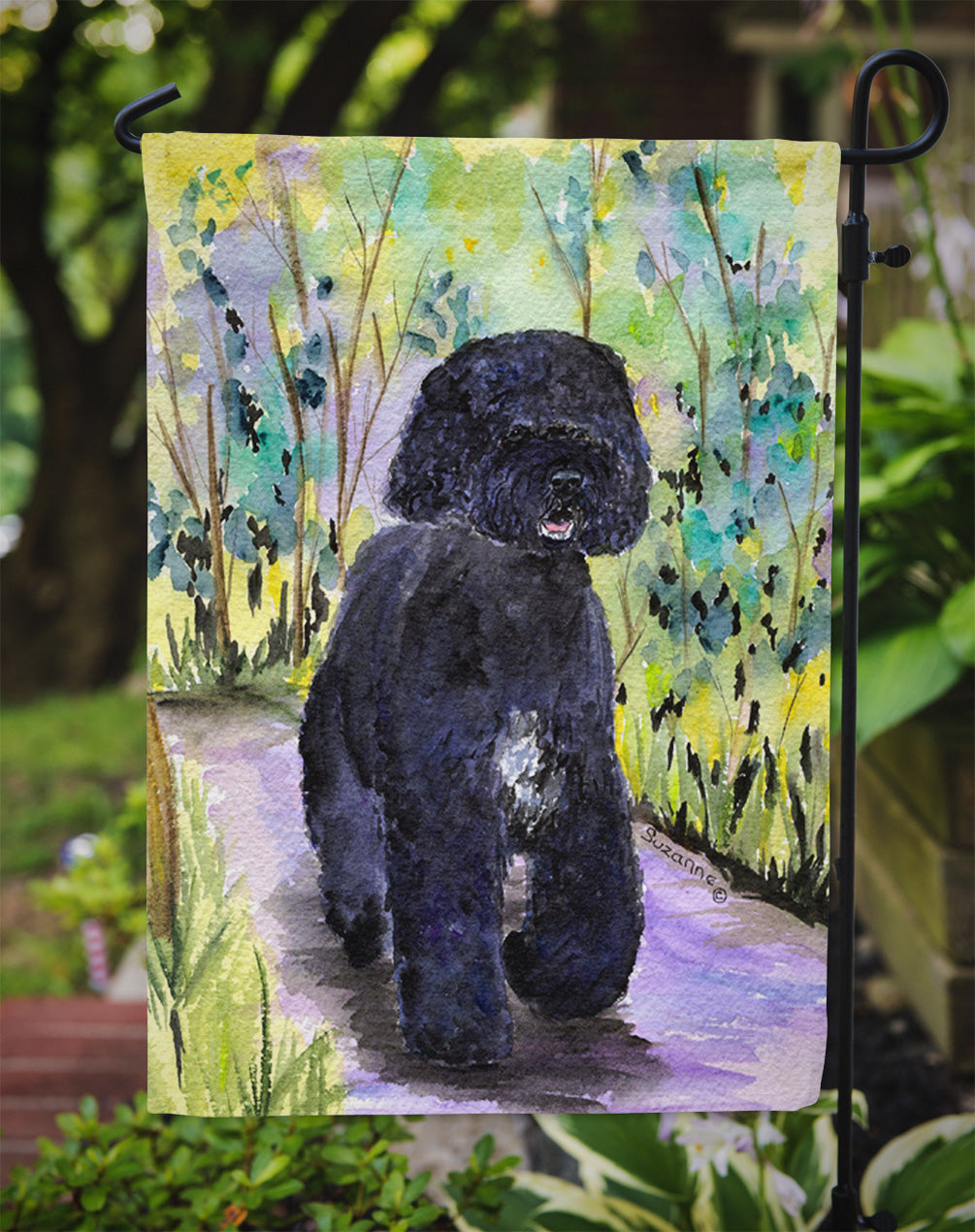 Portuguese Water Dog Flag Garden Size.