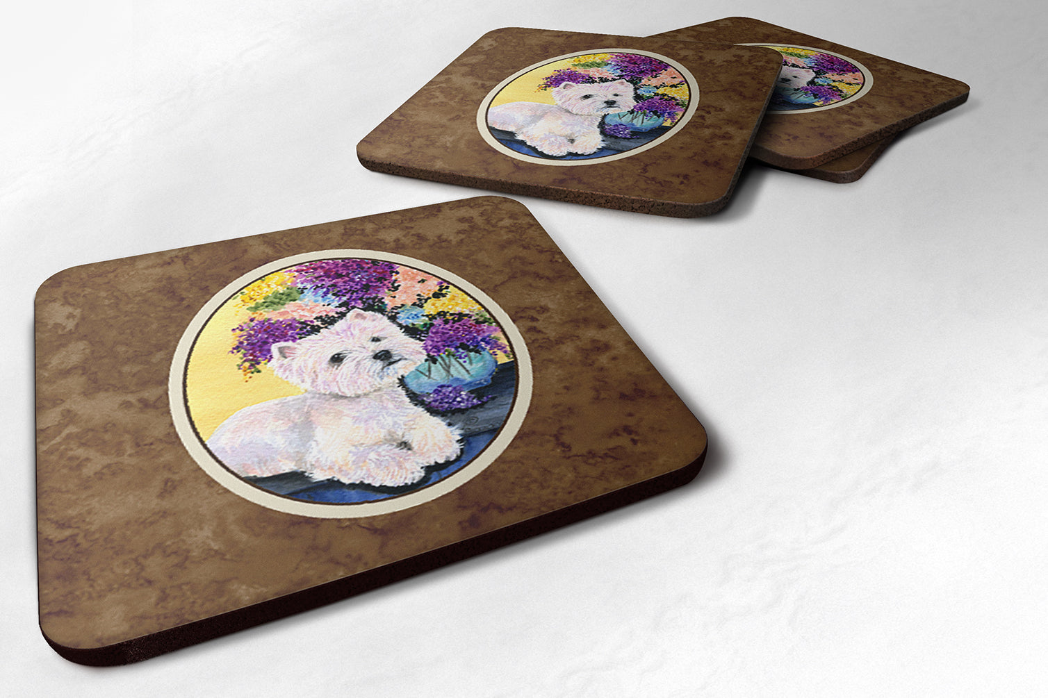 Set of 4 Westie Foam Coasters - the-store.com