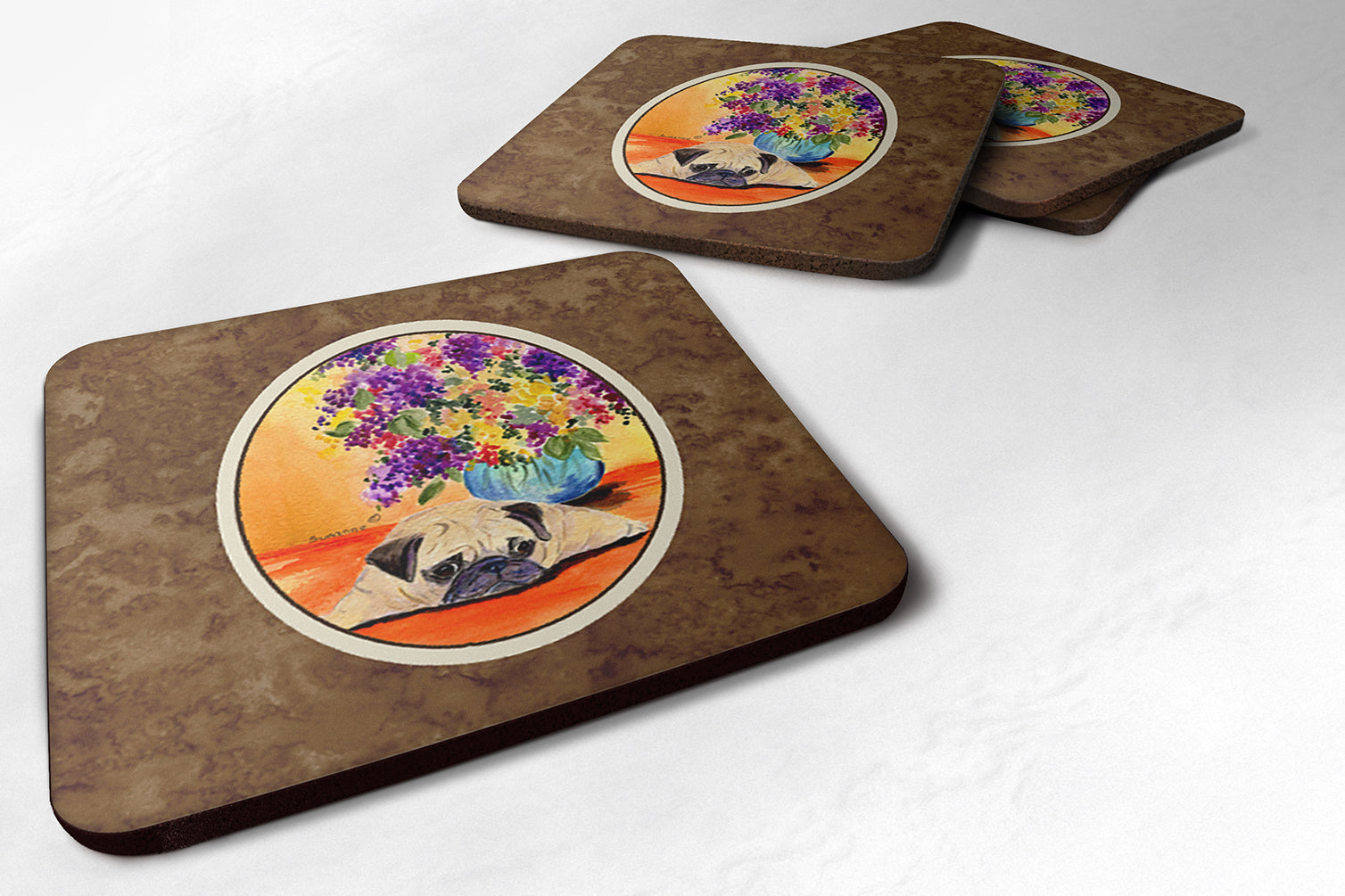 Set of 4 Pug Foam Coasters - the-store.com