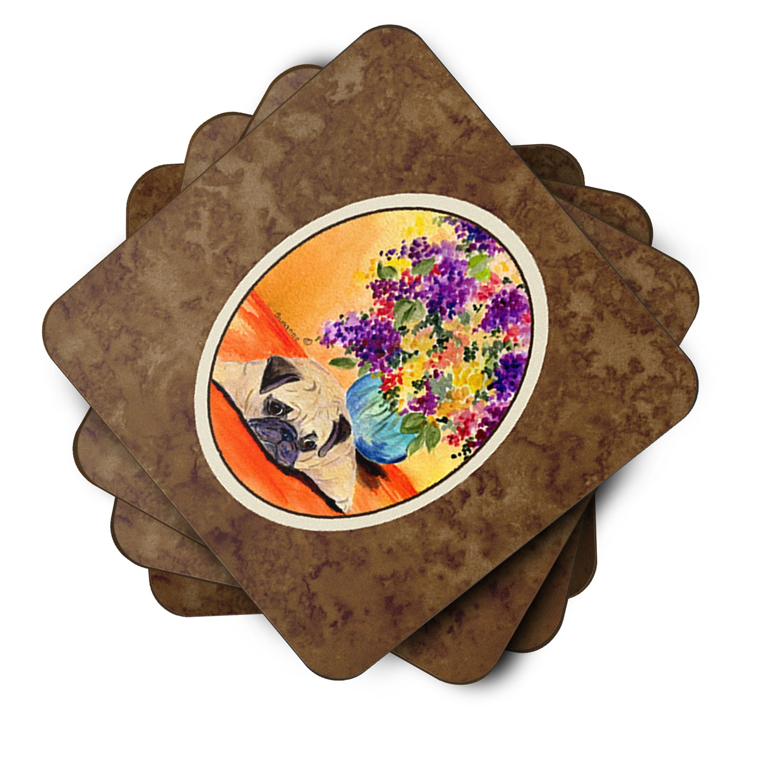 Set of 4 Pug Foam Coasters - the-store.com