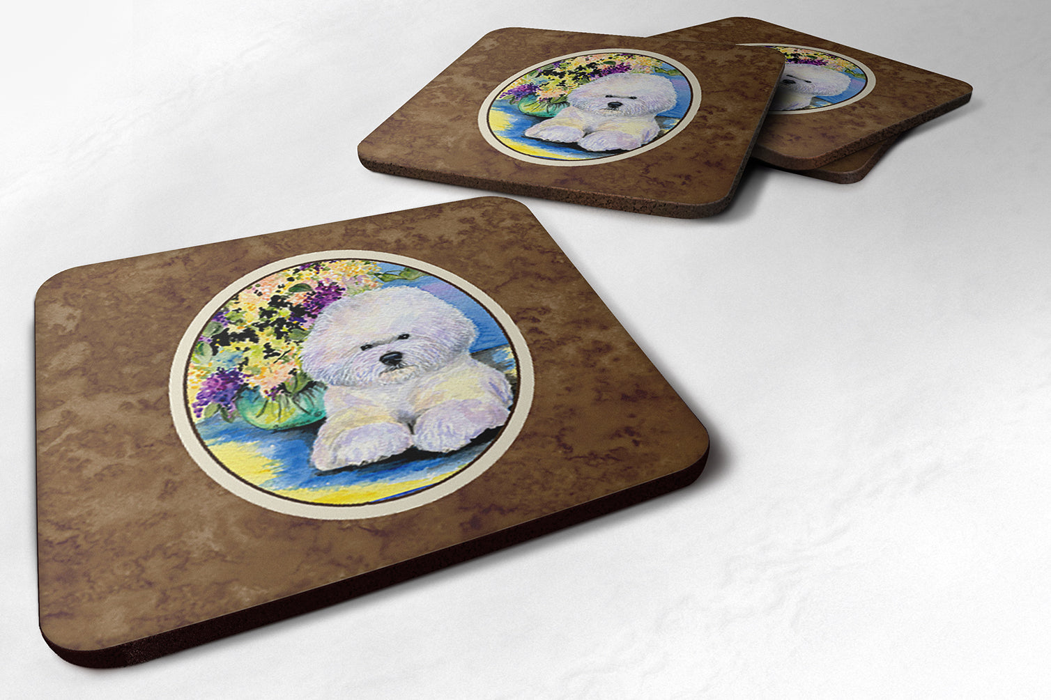 Set of 4 Bichon Frise Foam Coasters - the-store.com