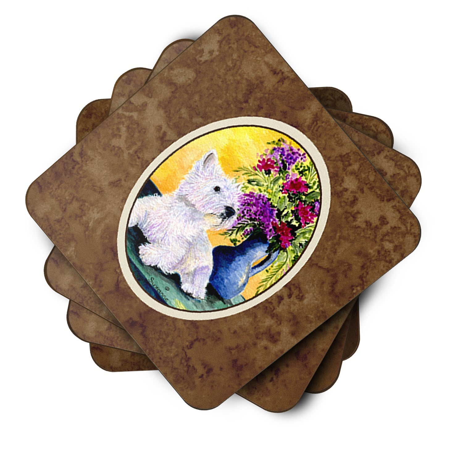 Set of 4 Westie Foam Coasters - the-store.com