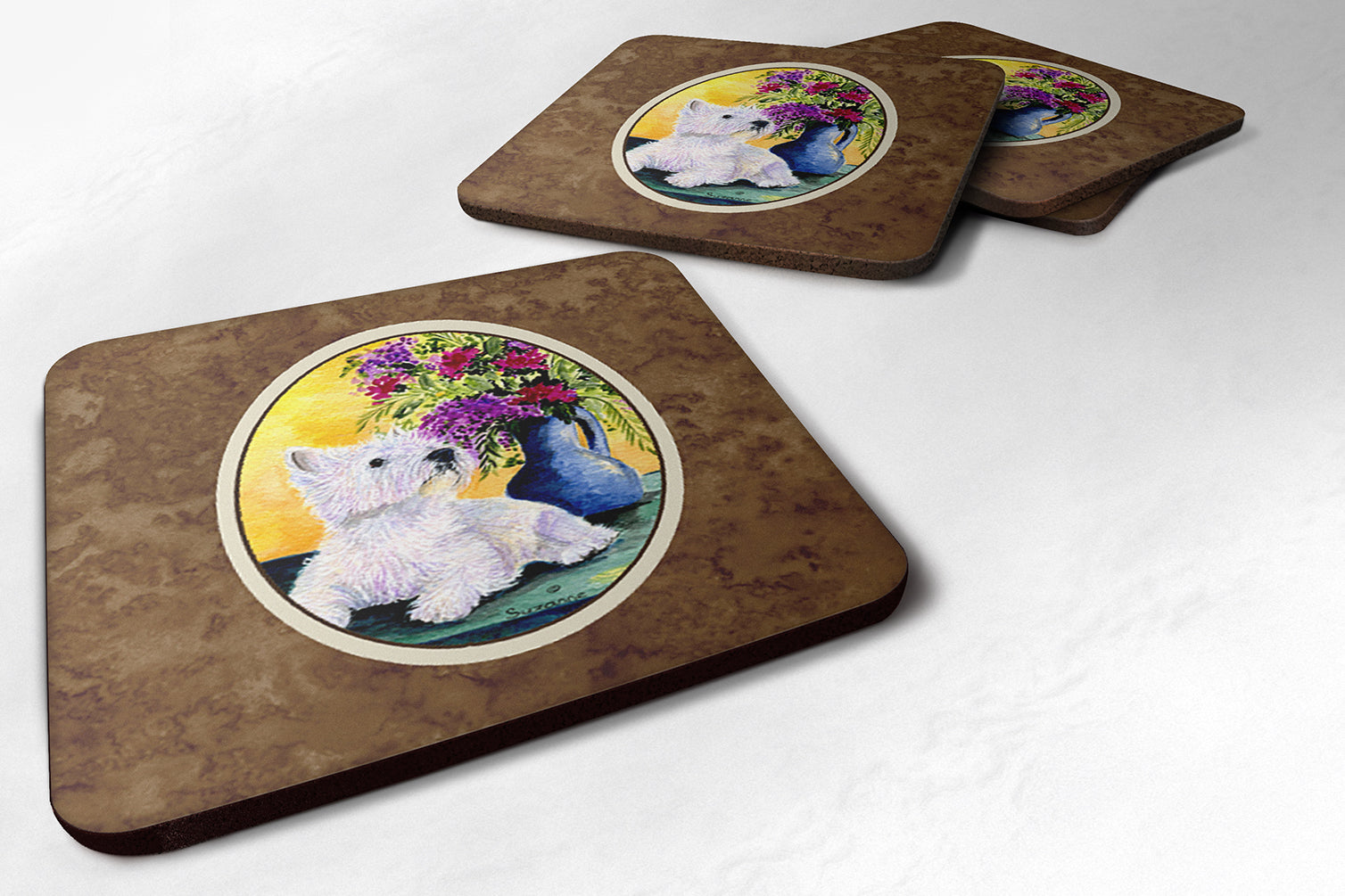 Set of 4 Westie Foam Coasters - the-store.com