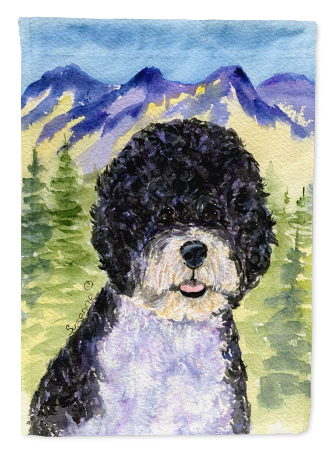 Portuguese Water Dog Flag Garden Size.