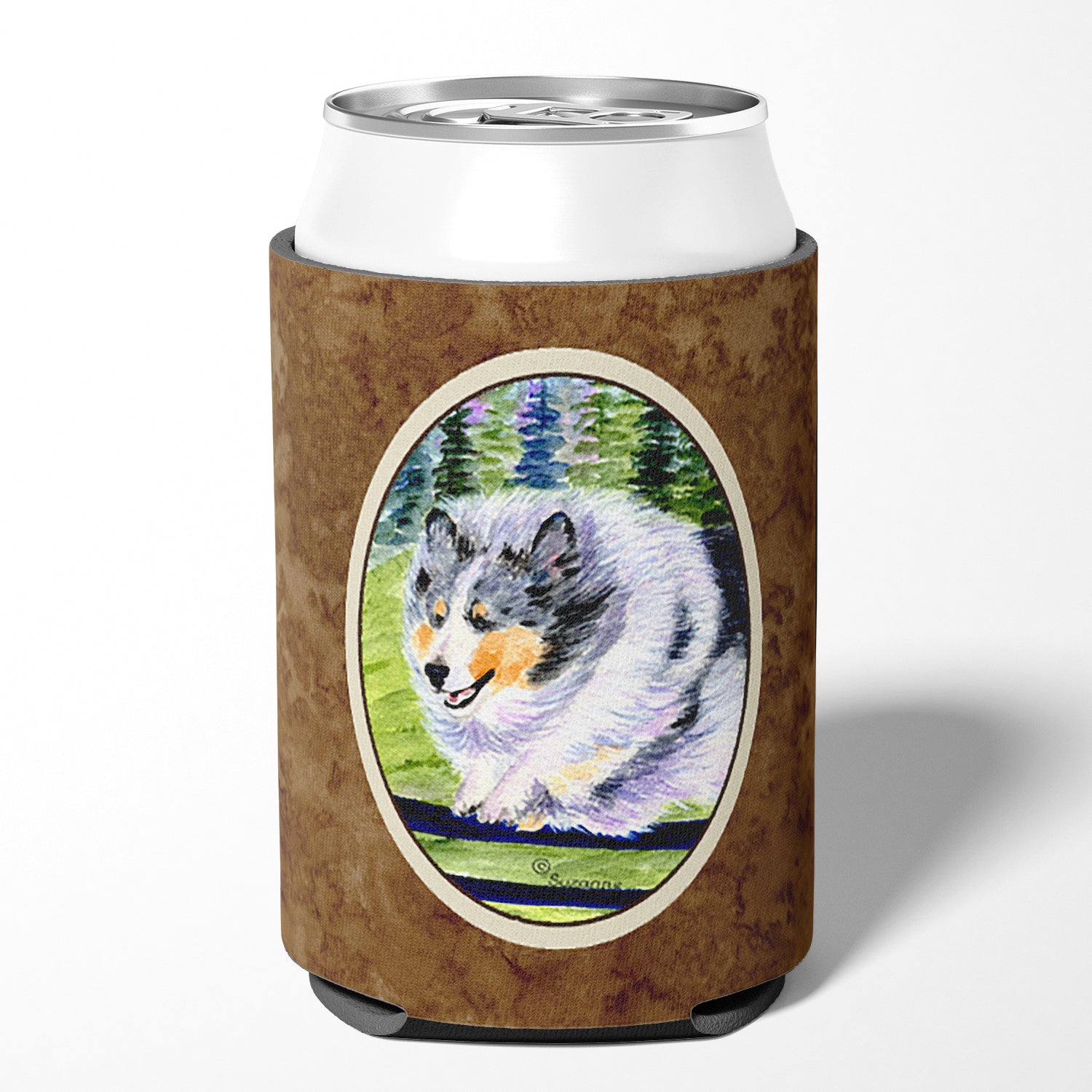 Sheltie Can or Bottle Beverage Insulator Hugger.