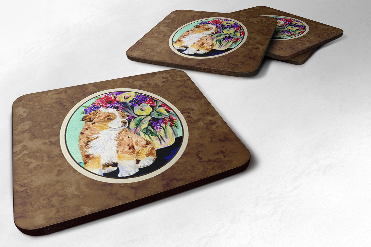 Set of 4 Australian Shepherd Foam Coasters - the-store.com