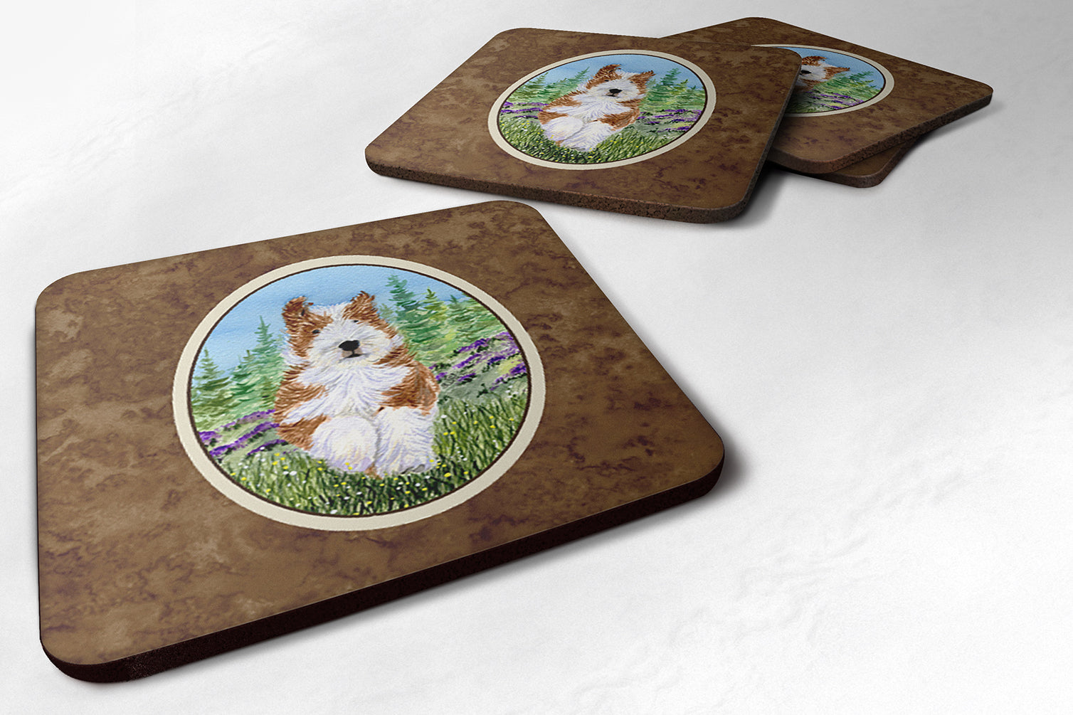 Set of 4 Bearded Collie Foam Coasters - the-store.com