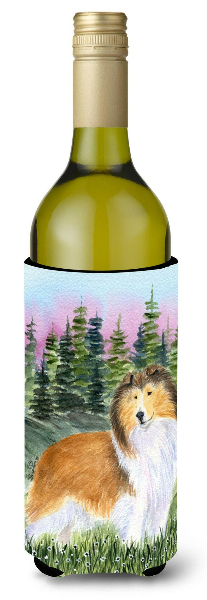 Sheltie Wine Bottle Beverage Insulator Beverage Insulator Hugger SS8321LITERK by Caroline&#39;s Treasures