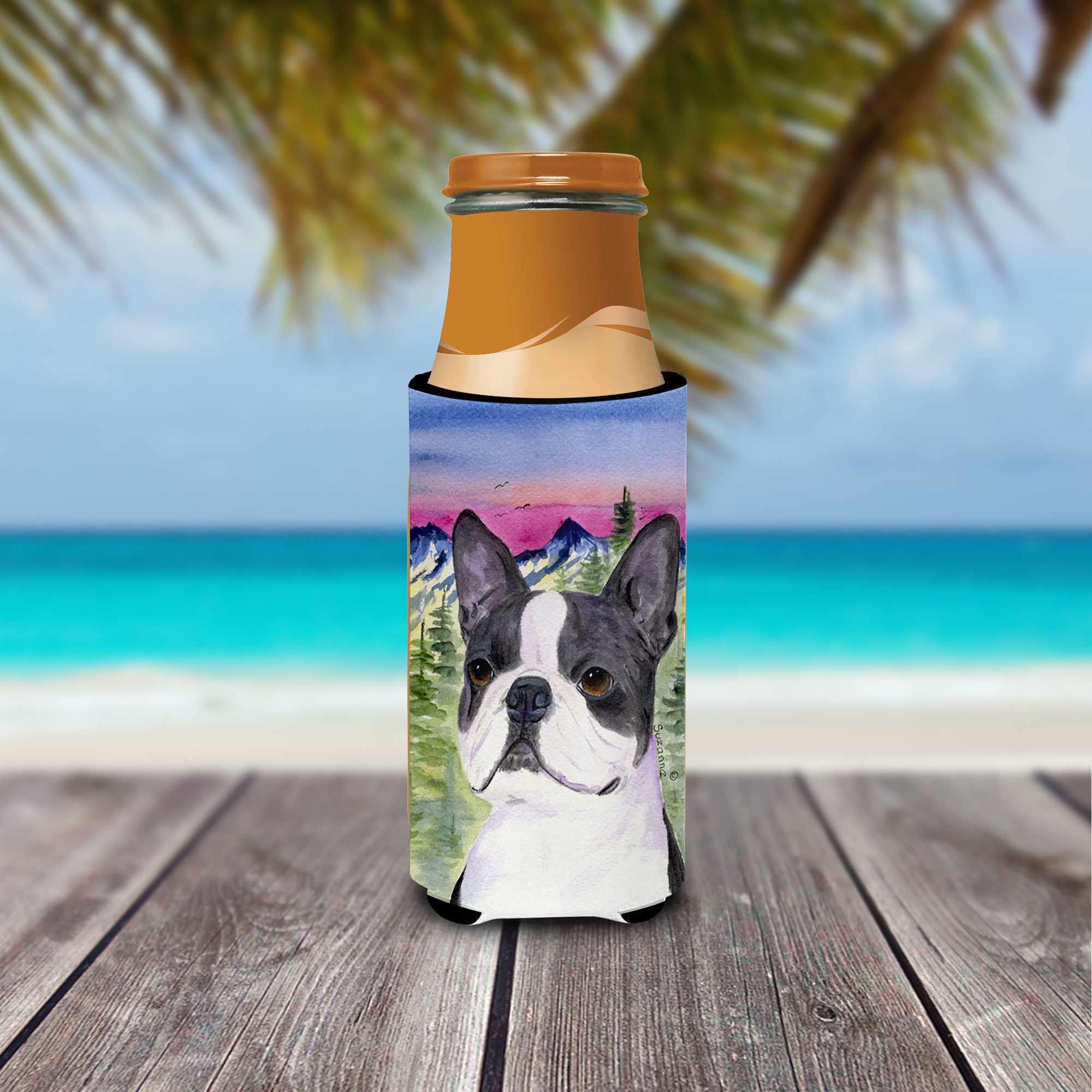 Boston Terrier Ultra Beverage Insulators for slim cans SS8339MUK.