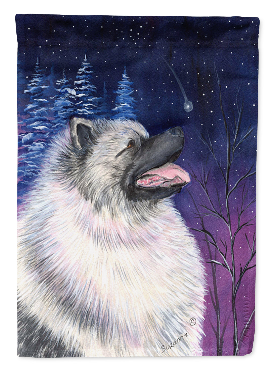 Starry Night Keeshond Flag Canvas House Size  the-store.com.