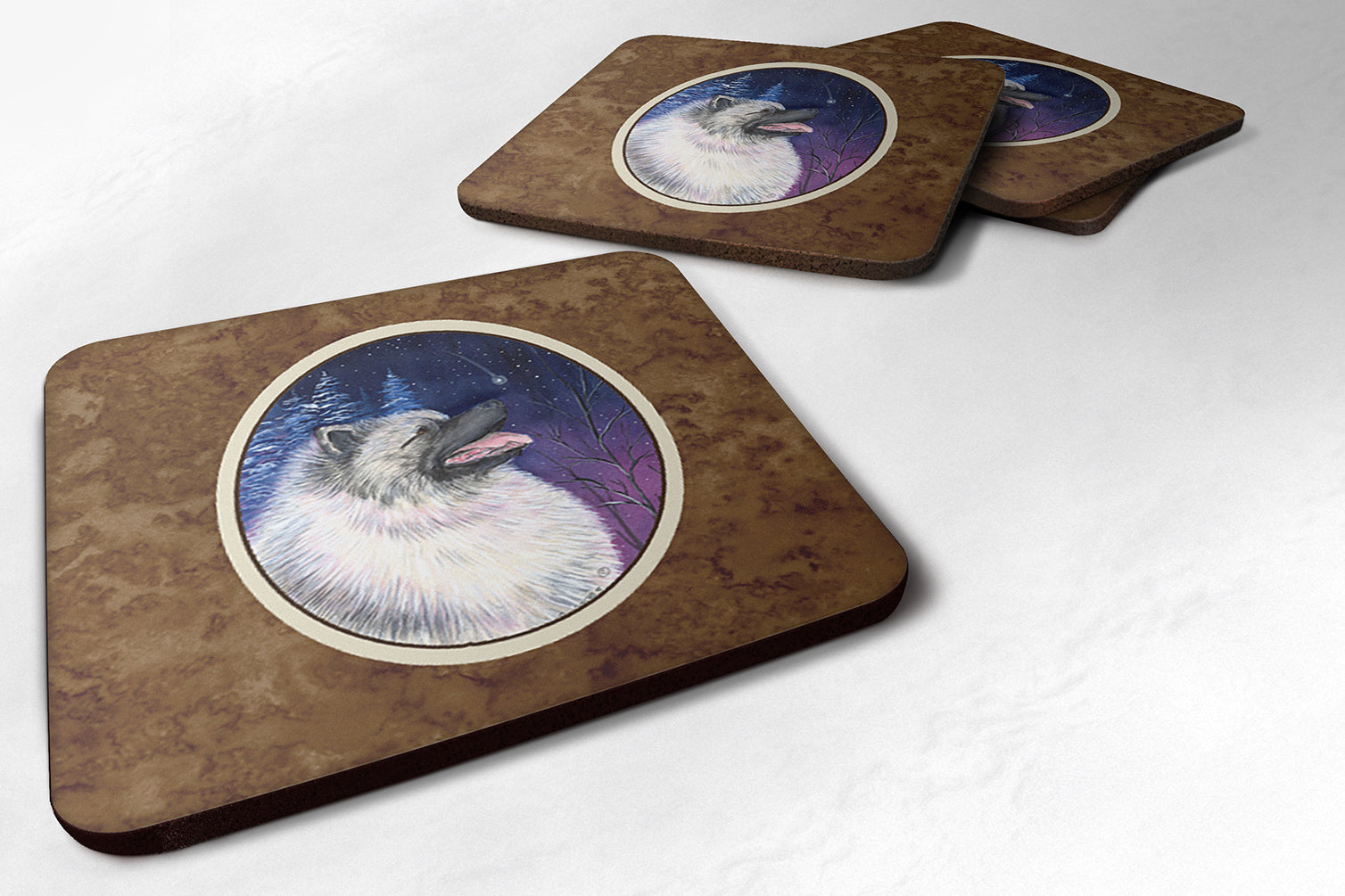 Starry Night Keeshond Foam Coasters Set of 4 - the-store.com