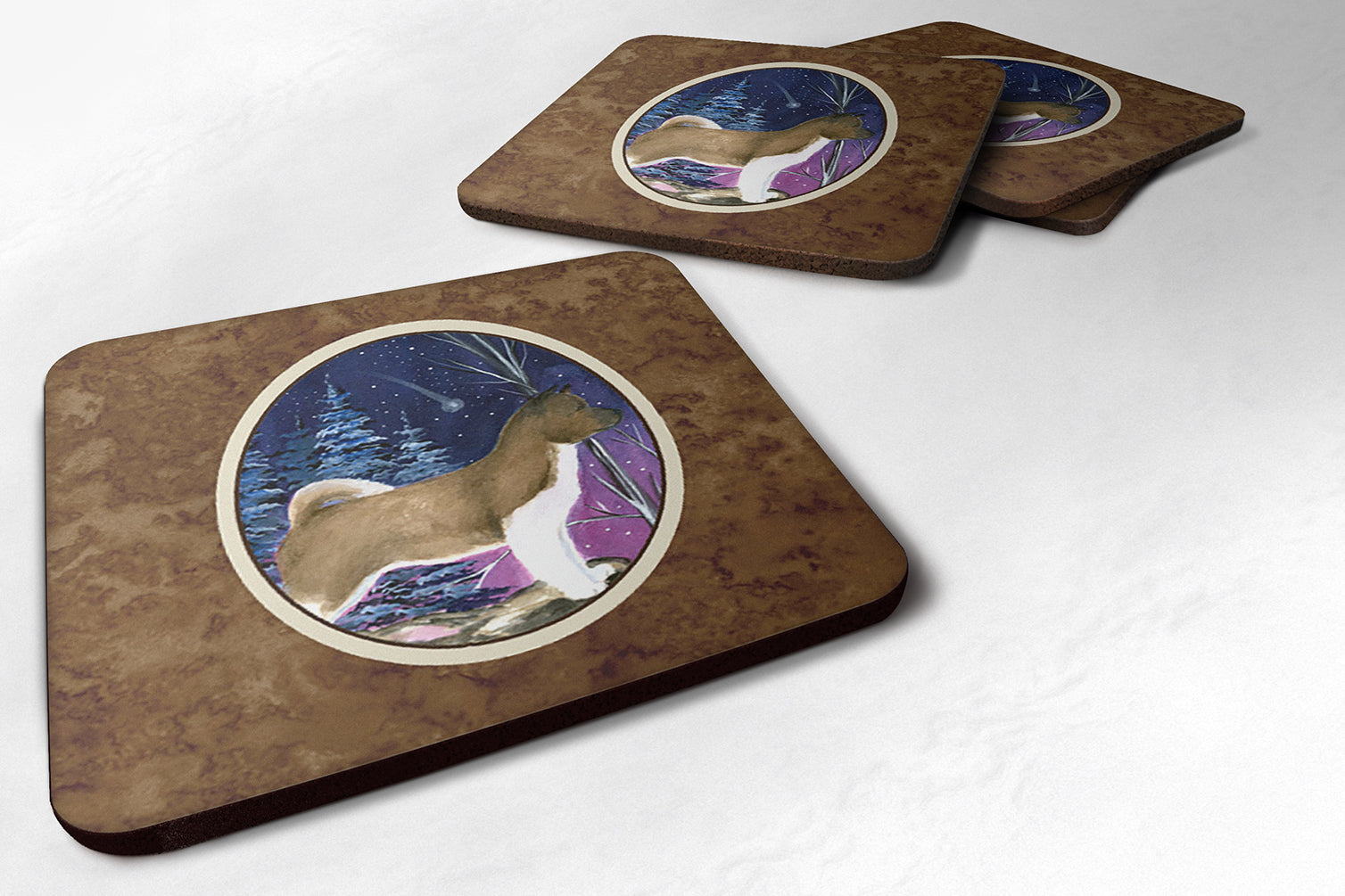 Starry Night Akita Foam Coasters Set of 4 - the-store.com