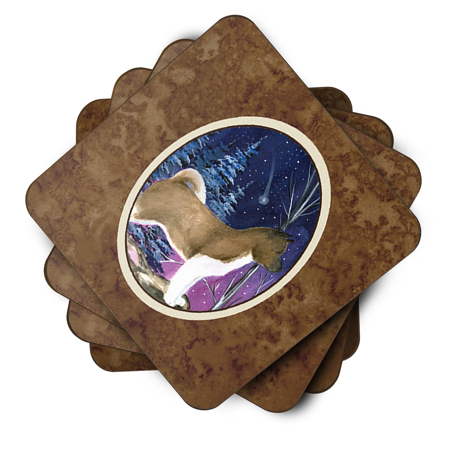 Starry Night Akita Foam Coasters Set of 4 - the-store.com