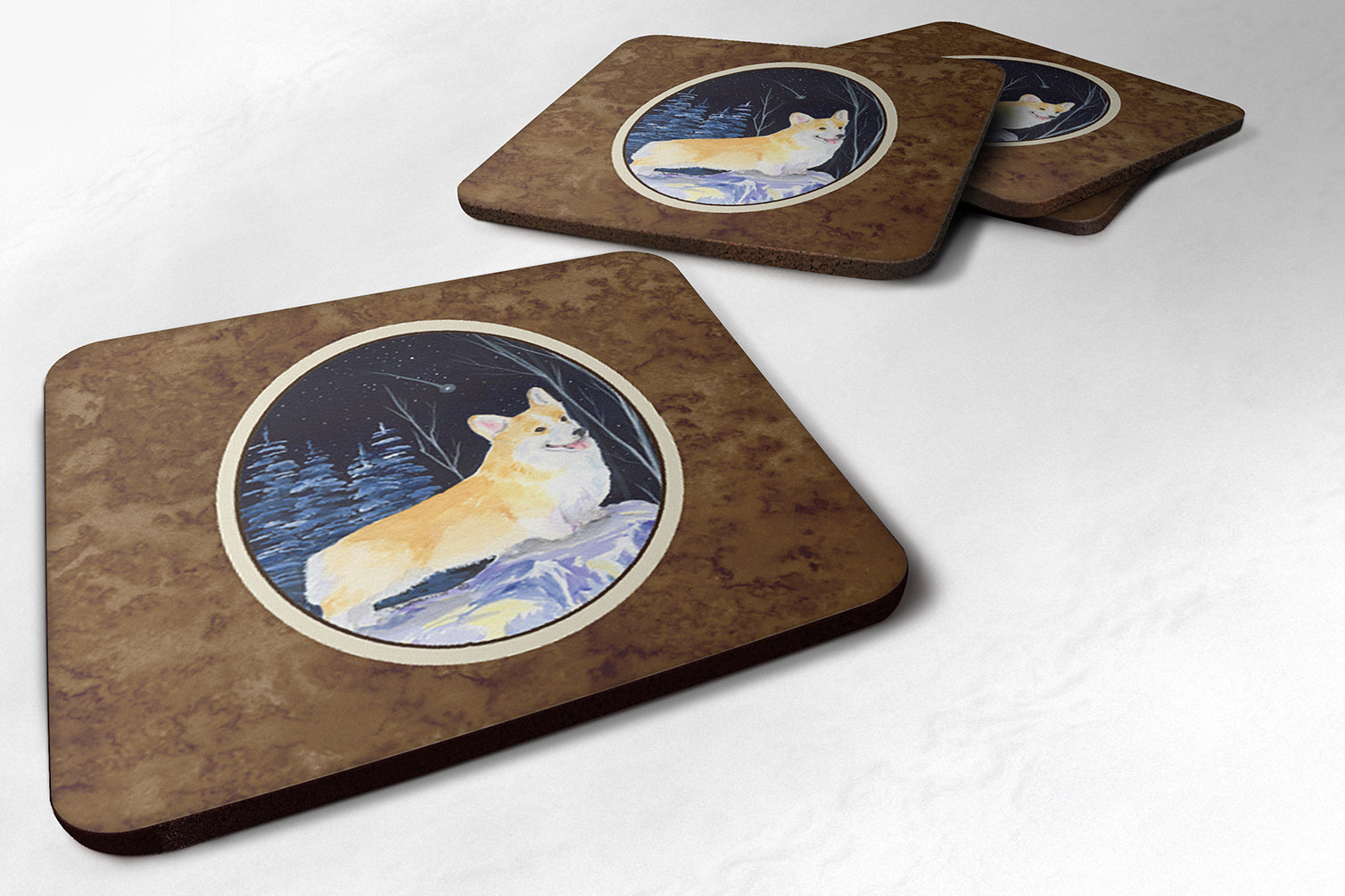 Starry Night Corgi Foam Coasters Set of 4 - the-store.com