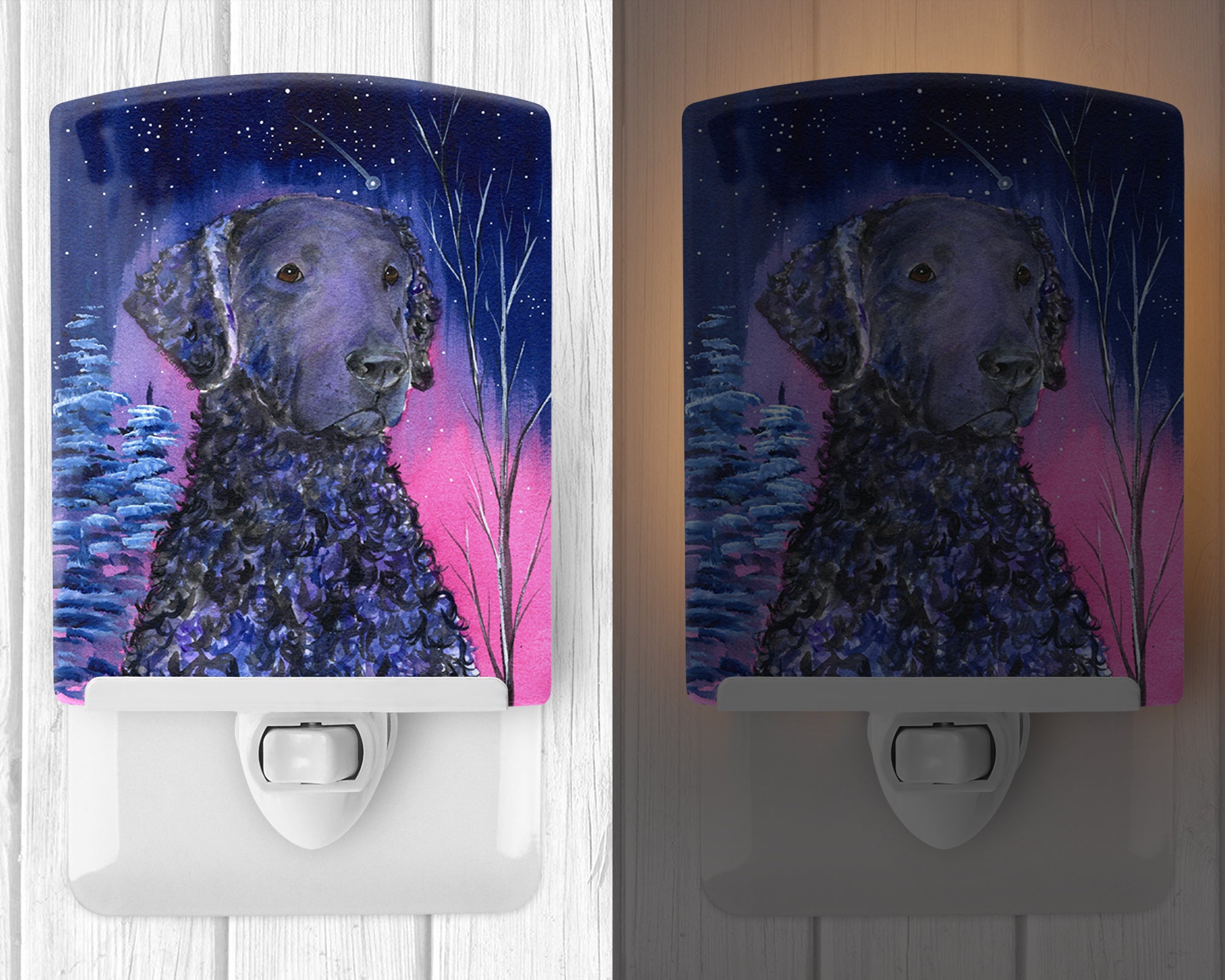 Starry Night Curly Coated Retriever Ceramic Night Light SS8354CNL - the-store.com