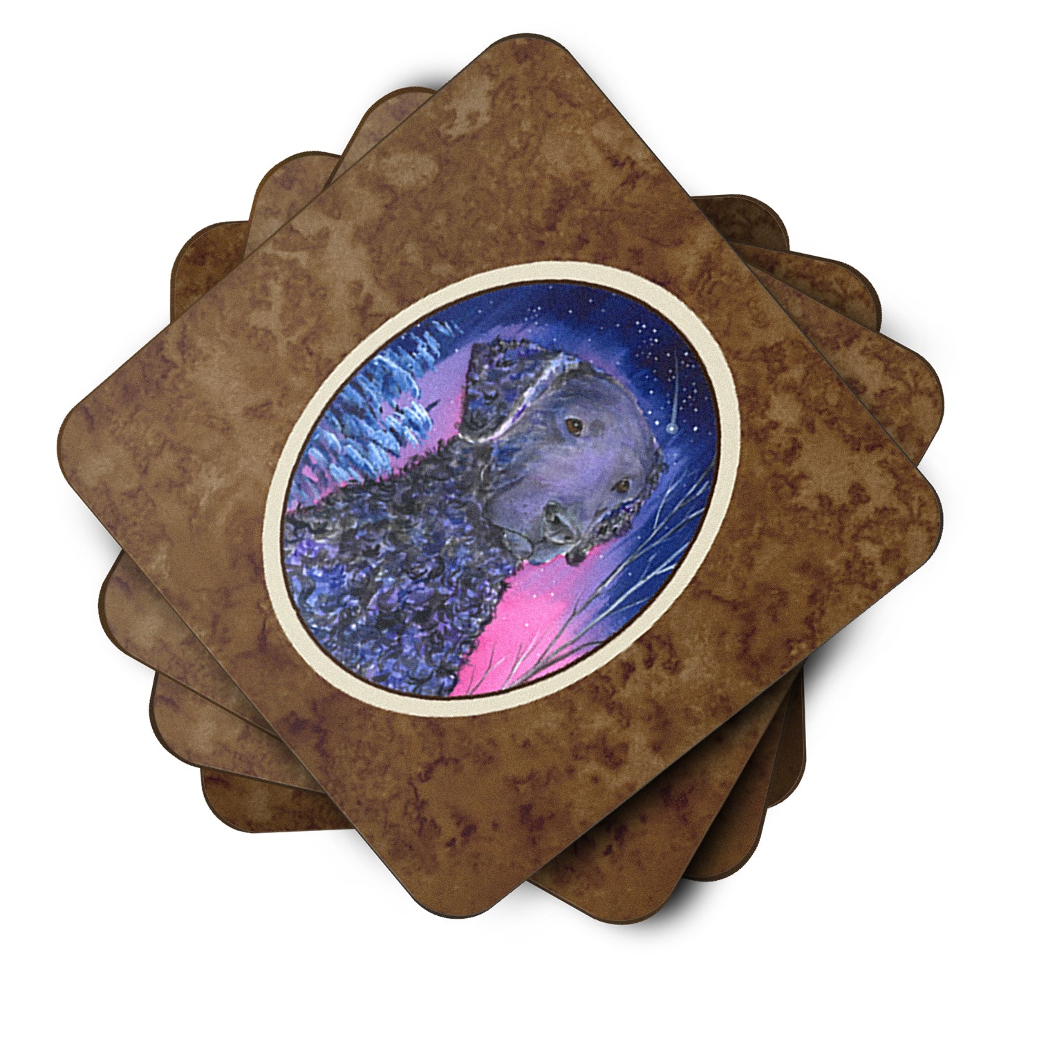 Starry Night Curly Coated Retriever Foam Coasters Set of 4 - the-store.com