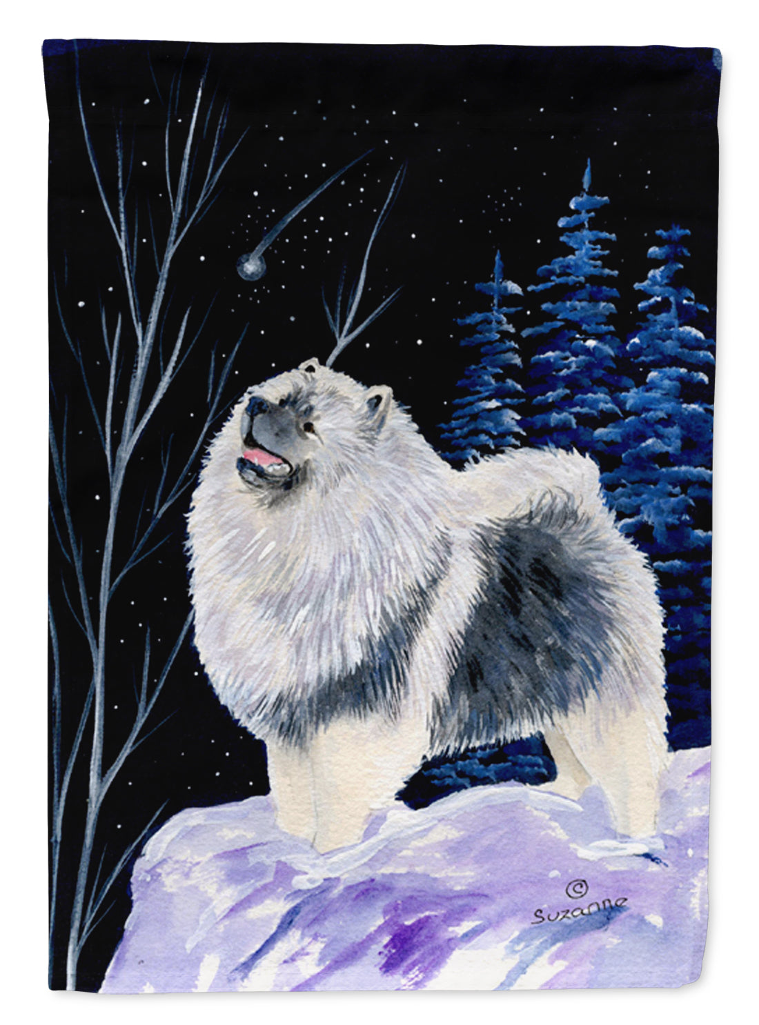 Starry Night Keeshond Flag Canvas House Size  the-store.com.