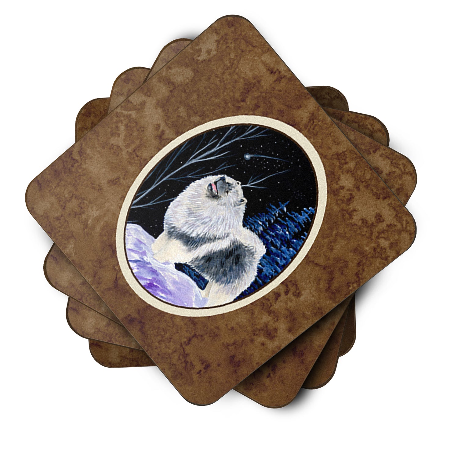 Starry Night Keeshond Foam Coasters Set of 4 - the-store.com