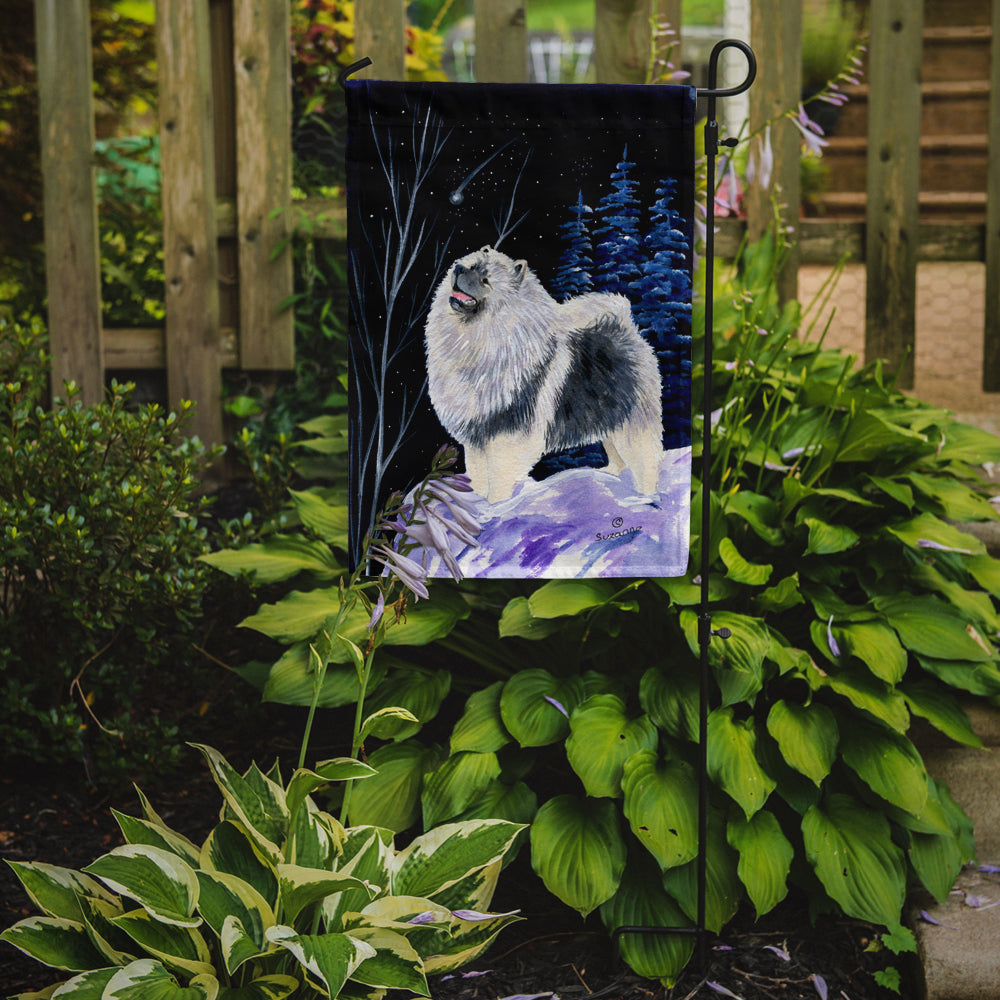 Starry Night Keeshond Flag Garden Size.